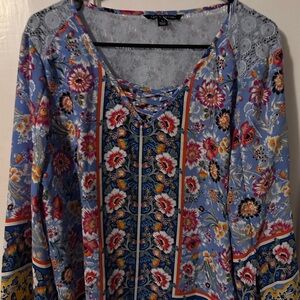 Floral Lace-Up Women's Top